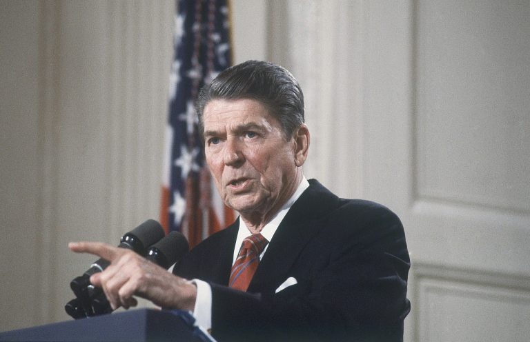 Ronald Reagan speaking in 1984. (AP Photo)