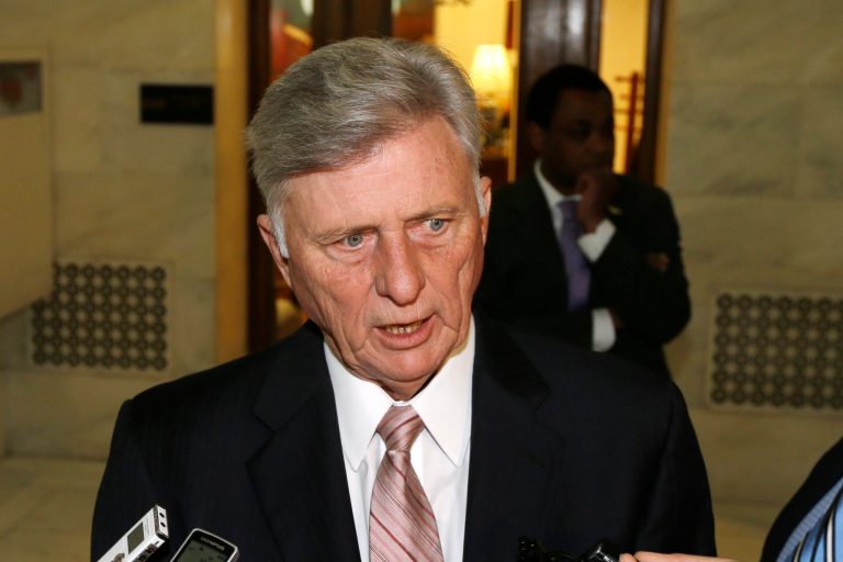Arkansas Gov. Mike Beebe is interviewed in a hallway outside his office at the Arkansas state Capitol in Little Rock, Ark., on Tuesday. (AP Photo/Danny Johnston)