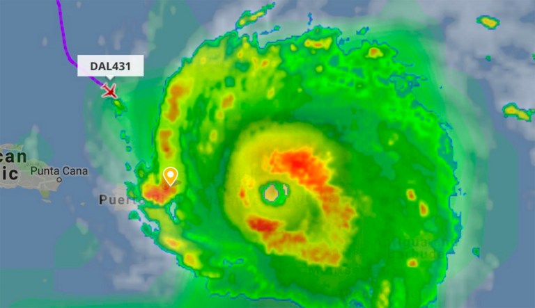 The plane landed in San Juan and moved the departure time up by 25 minutes. The plane took off after only 52 minutes on the ground. (@flightradar24/Twitter)