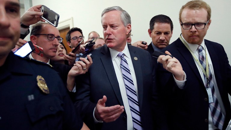 Rep. Mark Meadows, R-N.C., chairman of the conservative House Freedom Caucus, said his group has not taken a formal position on the bill, but he is fielding angry feedback from constituents. (AP Photo/Alex Brandon)