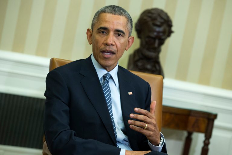 President Obama speaks during his meeting with Liberian President Ellen Johnson Sirleaf in the Oval Office of the White House in Washington, Friday, Feb. 27. (AP Photo/Evan Vucci)