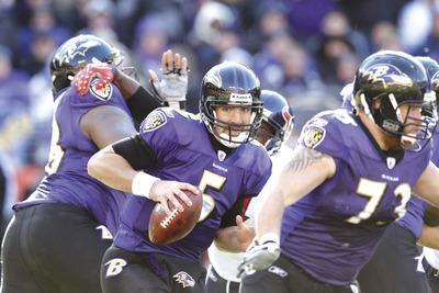 Rob Carr/Getty Images
Ravens quarterback Joe Flacco went 14-for-27 for 176 yards with two touchdowns against the Texans last week.