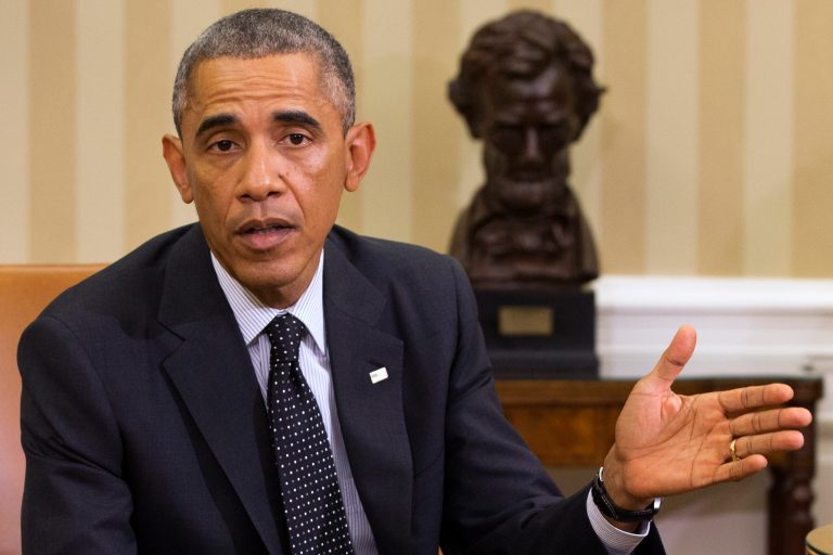 President Obama speaks to the media about the government's Ebola response, in the Oval Office of the White House, Wednesday, Oct. 22, 2014, in Washington. (AP Photo/Jacquelyn Martin)