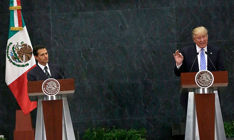 Many in Mexico saw Donald Trump's meeting with President Enrique Pena Nieto as a humiliation for Mexico. (AP Photo/Marco Ugarte)