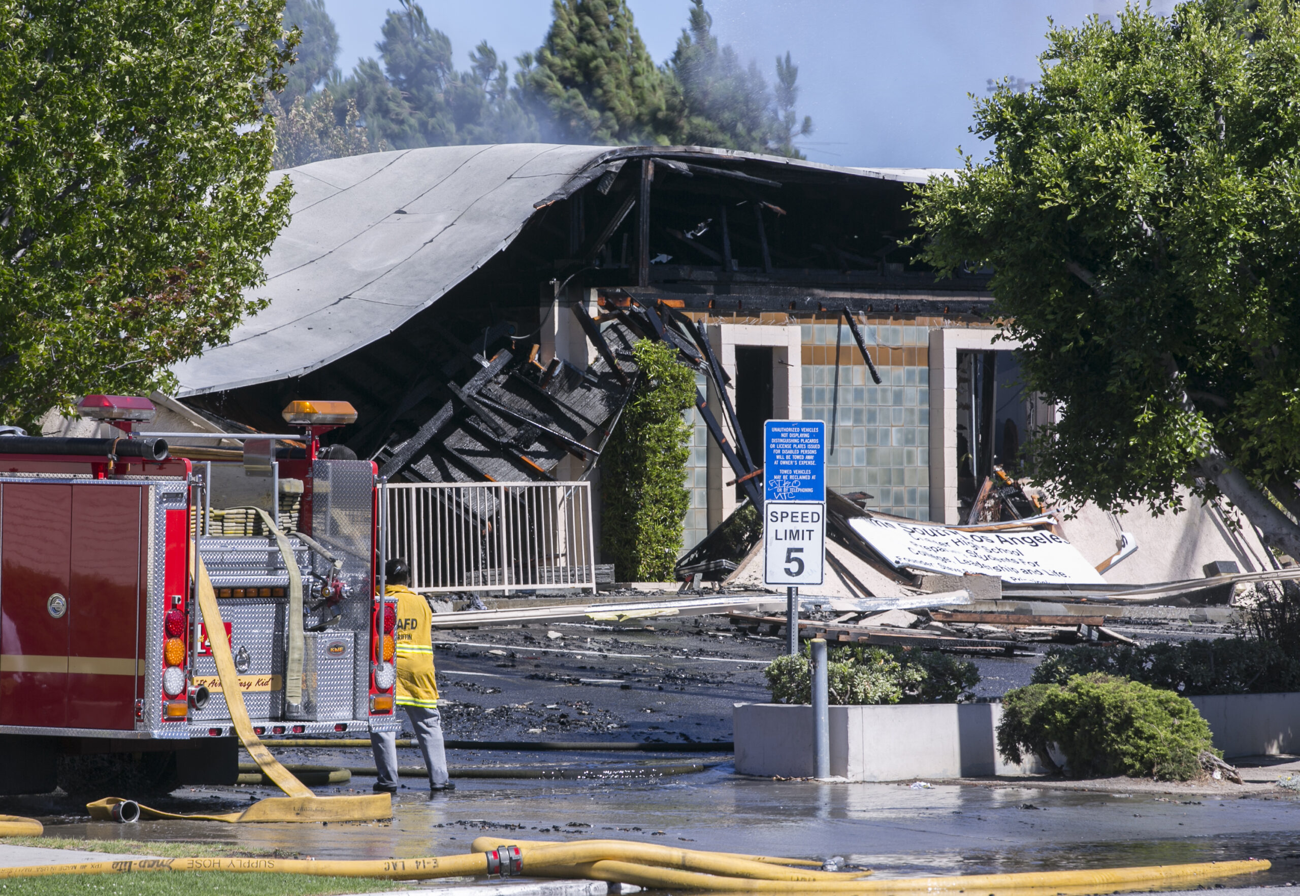 Fire burns Los Angeles-area charter school