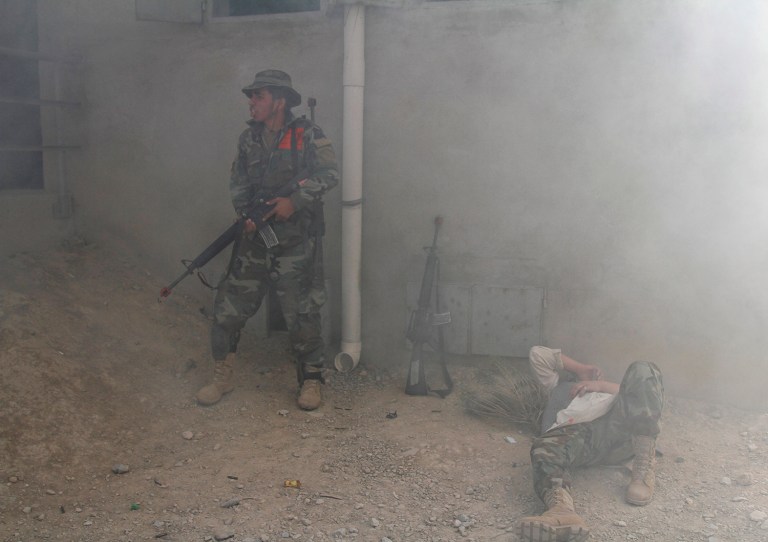 According to a U.S. military statement, two Americans are dead and three more have been wounded after an attack on a coalition base in Kabul, Afghanistan. (AP Photo/Ahmad Jamshid)