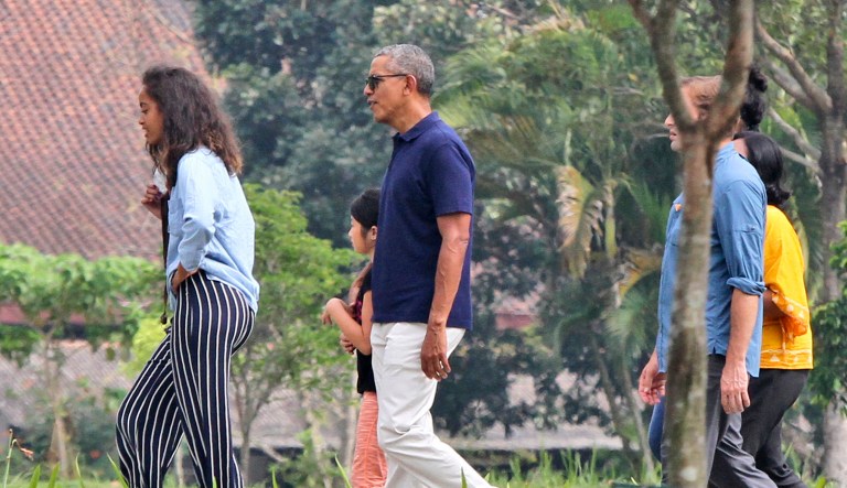 Former President Barack Obama walks with his daughter Malia during his visit to Indonesia in June. Malia Obama is expected to reside in the Yards, a group of four residential neighborhoods reserved for first-year students. (AP Photo/N. Agung Nugroho)