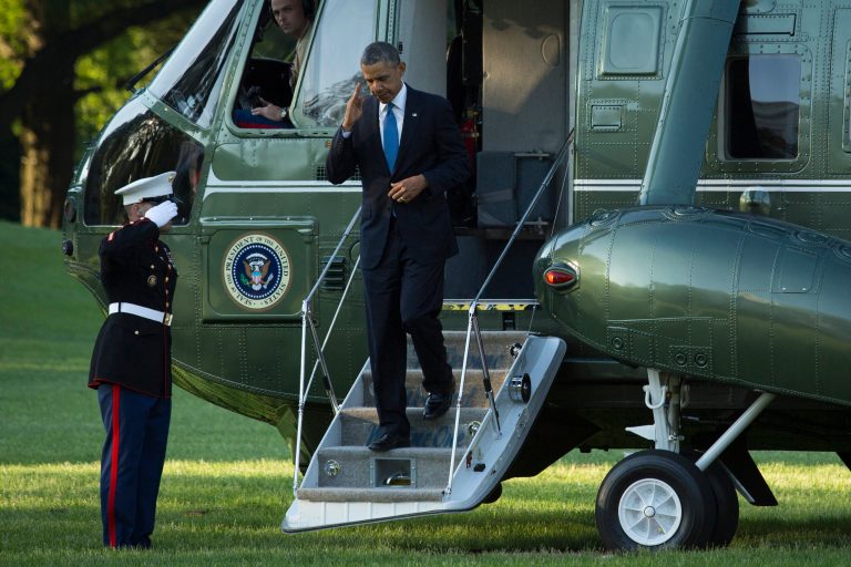 President Obama exits Marine One on the South Lawn of the White House, May 26, 2014 in Washington. (Drew Angerer/Getty Images)