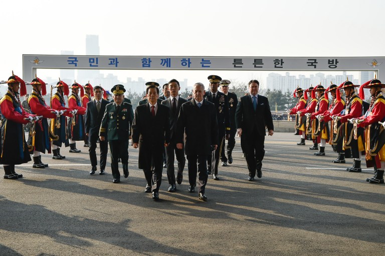 Defense Secretary Jim Mattis meets with South Korean Defense Minister Han Min-goo during a visit to Seoul on Feb. 2. (Defense Department photo)
