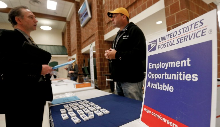 Low jobless claims are a good sign for the economy. If fewer people are applying for benefits at state agencies, it suggests that layoffs are relatively rare, and job creation high. (AP Photo/Keith Srakocic)