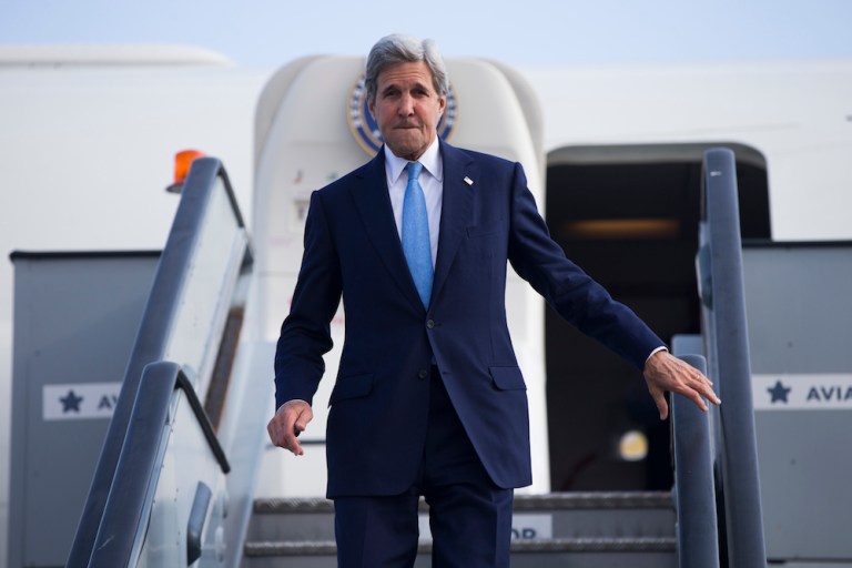 A State spokesman said there would be no readout of Kerry's talk with the dissenters of the plan in Syria. (AP Photo/Evan Vucci, Pool)