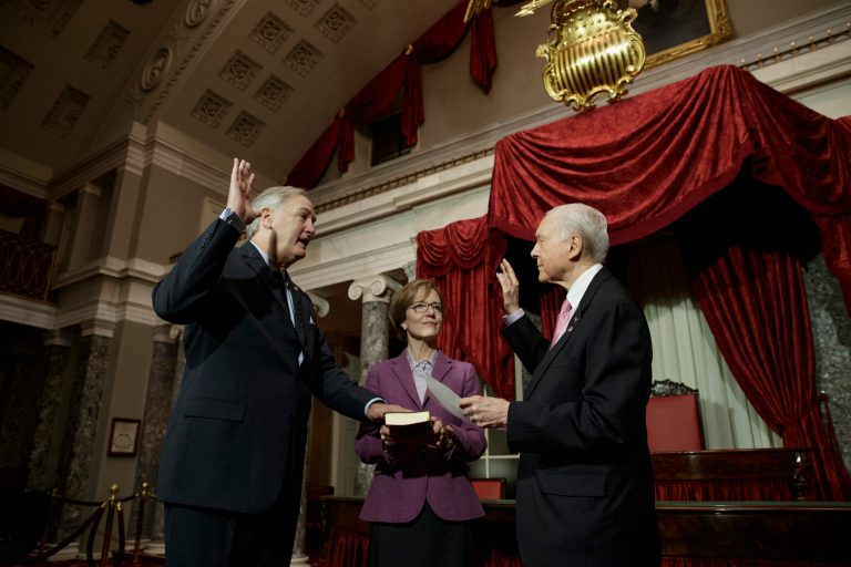 If Sen. Luther Strange, left, is going to keep his seat, he must give voters something to think about besides the strange circumstances that brought him to office. (AP Photo/J. Scott Applewhite, File)