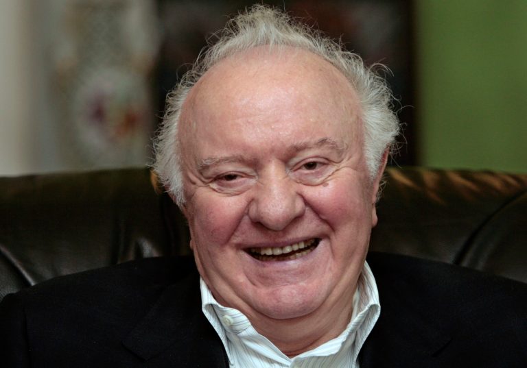 FILE - In this Tuesday, May 12, 2009 file photo, former Georgian president and ex-Soviet foreign minister Eduard Shevardnadze speaks to The Associated Press in Tbilisi, Georgia. Eduard Shevardnadze, a groundbreaking Soviet foreign minister and later the president of an independent Georgia, died Monday, June 7, 2014  at the age of 86, his spokeswoman said. (AP Photo/Shakh Aivazov, file)