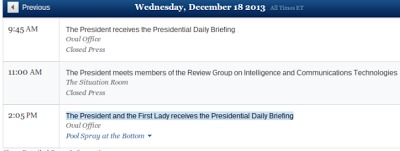WH Schedule: ‘President and the First Lady receives the Presidential Daily Briefing’