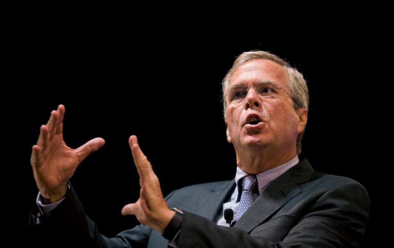Republican presidential candidate Jeb Bush speaks at the RedState Gathering Saturday, Aug. 8, 2015, in Atlanta. (AP Photo/David Goldman)