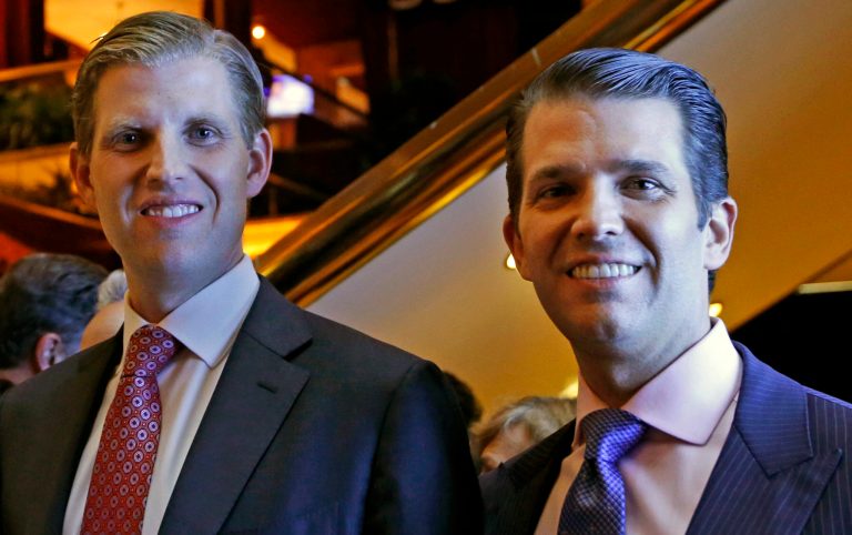 Eric Trump shared in his tweet a video of British politician Nigel Farage coming to Trump Jr.'s defense. (AP Photo/Kathy Willens)