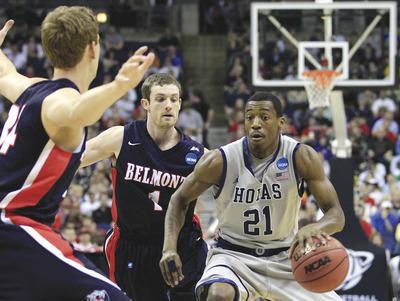 Tony Dejak/APJason Clark scored 10 of Georgetown's first 14 points, setting the tone in a second-round victory over Belmont on Friday.