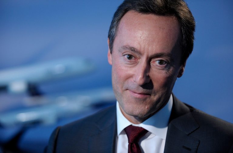 Fabrice Bregier, the CEO of Airbus, pauses during an interview with The Associated Press in Washington, Thursday, Oct. 24, 2013. (AP Photo/Susan Walsh)