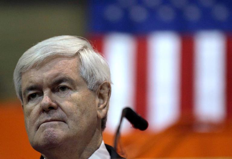 Republican presidential candidate former House Speaker Newt Gingrich, listens to a question during a campaign stop at Al-Jon manufacturing in Ottumwa, Iowa, Tuesday, Dec. 20, 2011.