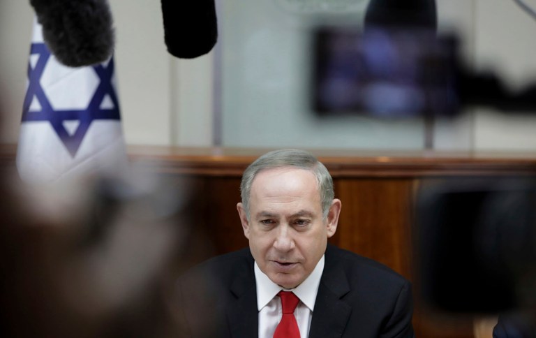 Israeli Prime Minister Benjamin Netanyahu will be meeting with a Republican president for the first time. (AP Photo/Dan Balilty, Pool)