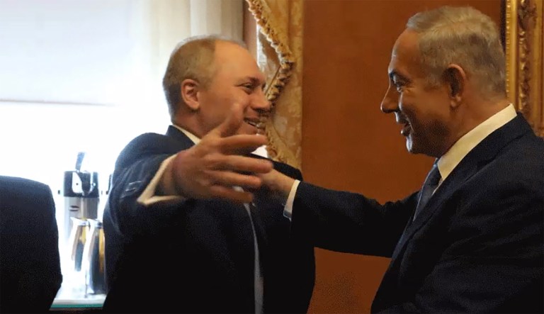 Rep. Steve Scalise, R-La., and Israeli Prime Minister Benjamin Netanyahu addressed the American Israel Public Affairs Committee Tuesday. (screenshot via Twitter)