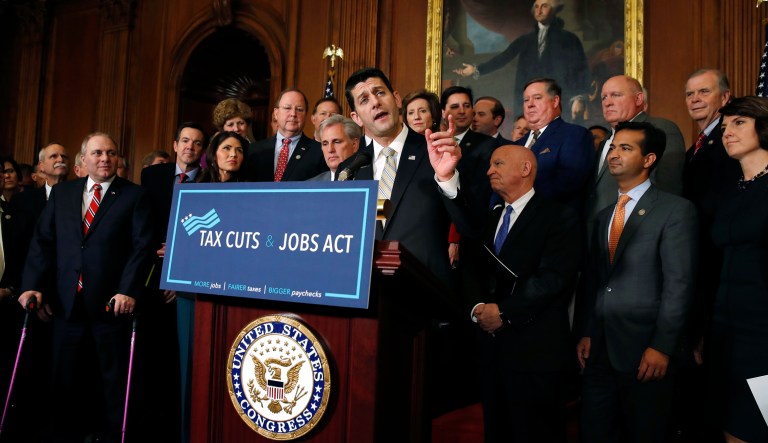 The ad buy is part of a multi-million dollar investment 45Committee has sunk into helping Trump and the Republican Congress pass the first tax reform package in three decades. (AP Photo/Jacquelyn Martin)