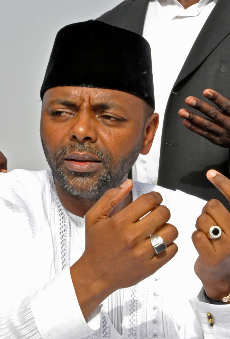 In this photo taken on Wednesday, Sept 29, 2010, Mohammed Abacha at a political meeting in Kano, Nigeria. Liechtenstein is returning $227 million looted by Nigeria's late military dictator after the Nigerian government made a deal with his eldest son to drop corruption charges against the son, the government said Thursday.With the charges dropped, supporters of Mohammed Abacha, son of the late dictator Gen. Sani Abacha, said that paves the way for him to run for governor of northern Kano state on the ticket of the ruling People's Democratic Party of President Goodluck Jonathan. (AP Photo/Sani Maikatanga)