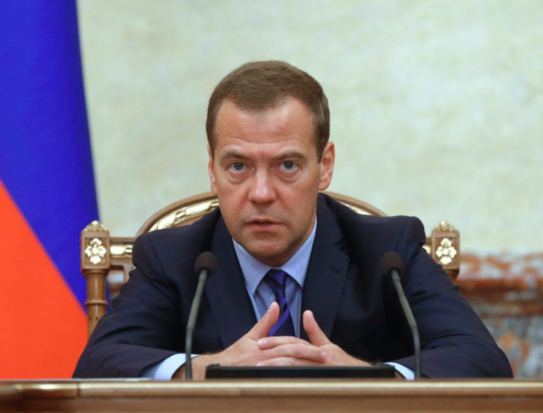 Prime Minister Dmitry Medvedev says Russia will not pursue military action against Turkey, but instead impose sanctions against the Turkish economy. (Alexander Astafyev/RIA Novosti, Government Press Service Pool Photo via AP file)