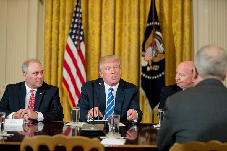 It's bowling night at the White House, and supporters and opponents of the bill are invited. (AP Photo/Andrew Harnik)