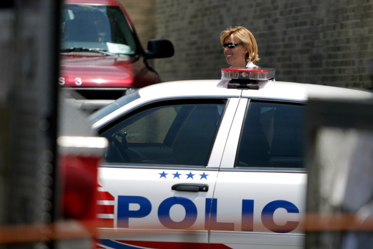 D.C. Police Chief Cathy Lanier at a block party in Southeast D.C. (Examiner file photo)