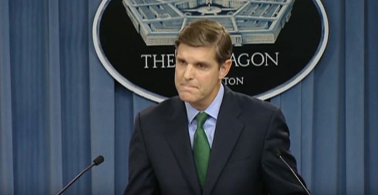 Pentagon press secretary Peter Cook said any actions that make the country appear to be against the Muslim faith more broadly would be counterproductive. (Photo courtesy of screen shot)