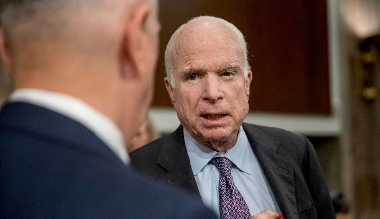 McCain said the Armed Services Committee has asked the administration for an explanation of the Oct. 4 ambush by ISIS-aligned fighters in Niger that left four soldiers dead. (AP Photo/Andrew Harnik)
