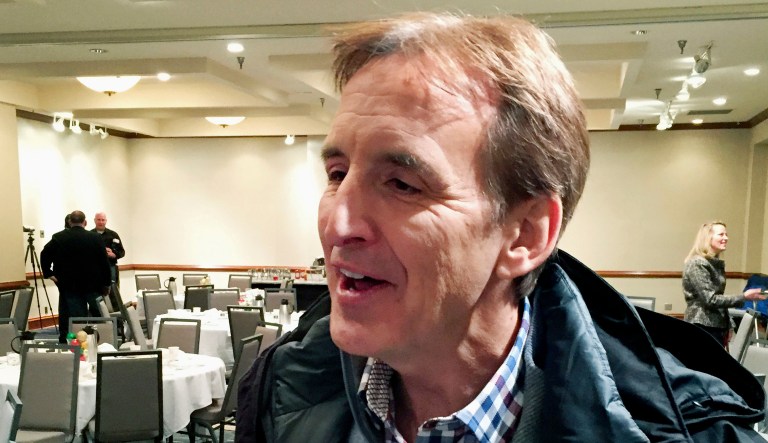 Former Minnesota Gov. Tim Pawlenty announces he will not run for Senate in November. (AP Photo/Steve Karnowski)