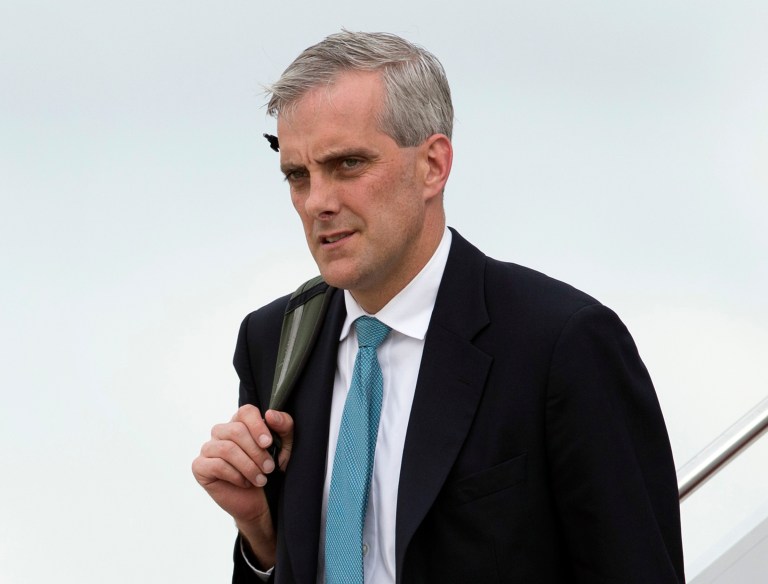   In this photo taken May 19, 2013 White House Chief of Staff Denis McDonough returns to Andrews Air Force Base, Md., after a trip with President Barack Obama. Asked on 