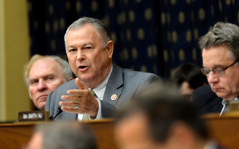 Rep. Dana Rohrabacher, a rumored candidate for secretary of state, seems to have damaged his chances among Senate Republicans by tangling with a reporter who mentioned Russia's human rights abuses. (AP Photo/Susan Walsh)