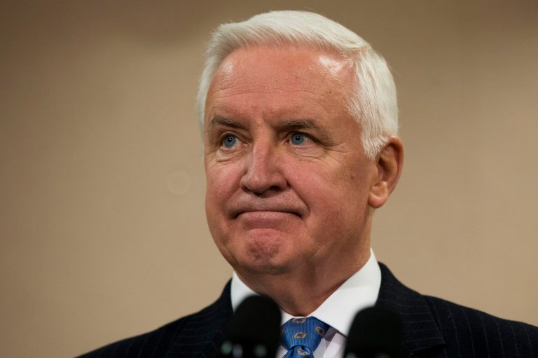 Pennsylvania Gov. Tom Corbett listens to a question during a news conference Friday, Jan. 17, 2014, in Philadelphia. (AP Photo/Matt Rourke)