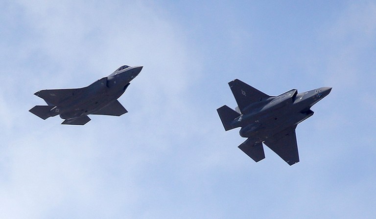 American F-35 jets arrived in Estonia on Tuesday, putting the latest in U.S. military jet technology close to Russia at a time of escalating tensions between Washington and Moscow. (AP Photo/Rick Bowmer)
