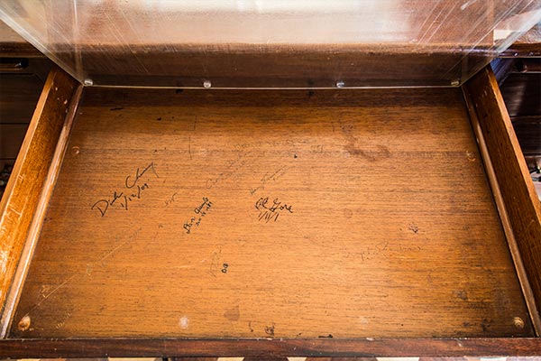 According to his daily schedule, Vice President Joe Biden is slated to sign the drawer of the desk in his Ceremonial Office in the Eisenhower Executive Office Building, located next to the West Wing on the White House grounds, at 4:20 p.m. (Photo courtesy of the White House)
