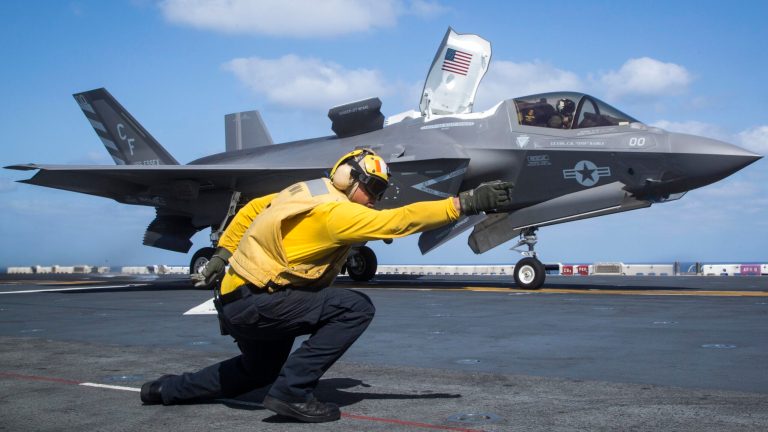 An F-35B launches from the amphibious assault ship USS Essex in the Gulf of Aden on Sept. 22.