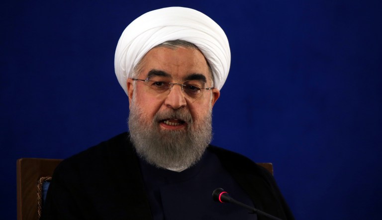 In this May 22, 2017, file photo, Iranian President Hassan Rouhani speaks at a news conference in Tehran, Iran. The Trump administration is pushing for inspections of suspicious Iranian military sites in a bid to test the strength of the nuclear deal that President Donald Trump desperately wants to cancel, senior U.S. officials said. The inspections are one element of what is designed to be a more aggressive approach to preventing Iran from obtaining a nuclear weapon. (AP Photo/Vahid Salemi, File)