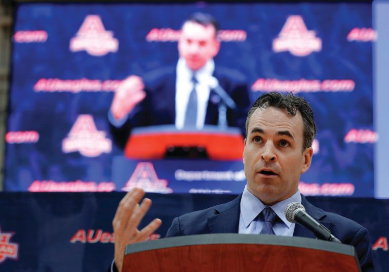 Alex Brandon/AP
After four years as an assistant at Georgetown, Mike Brennan was introduced as the new basketball coach at American on Tuesday.