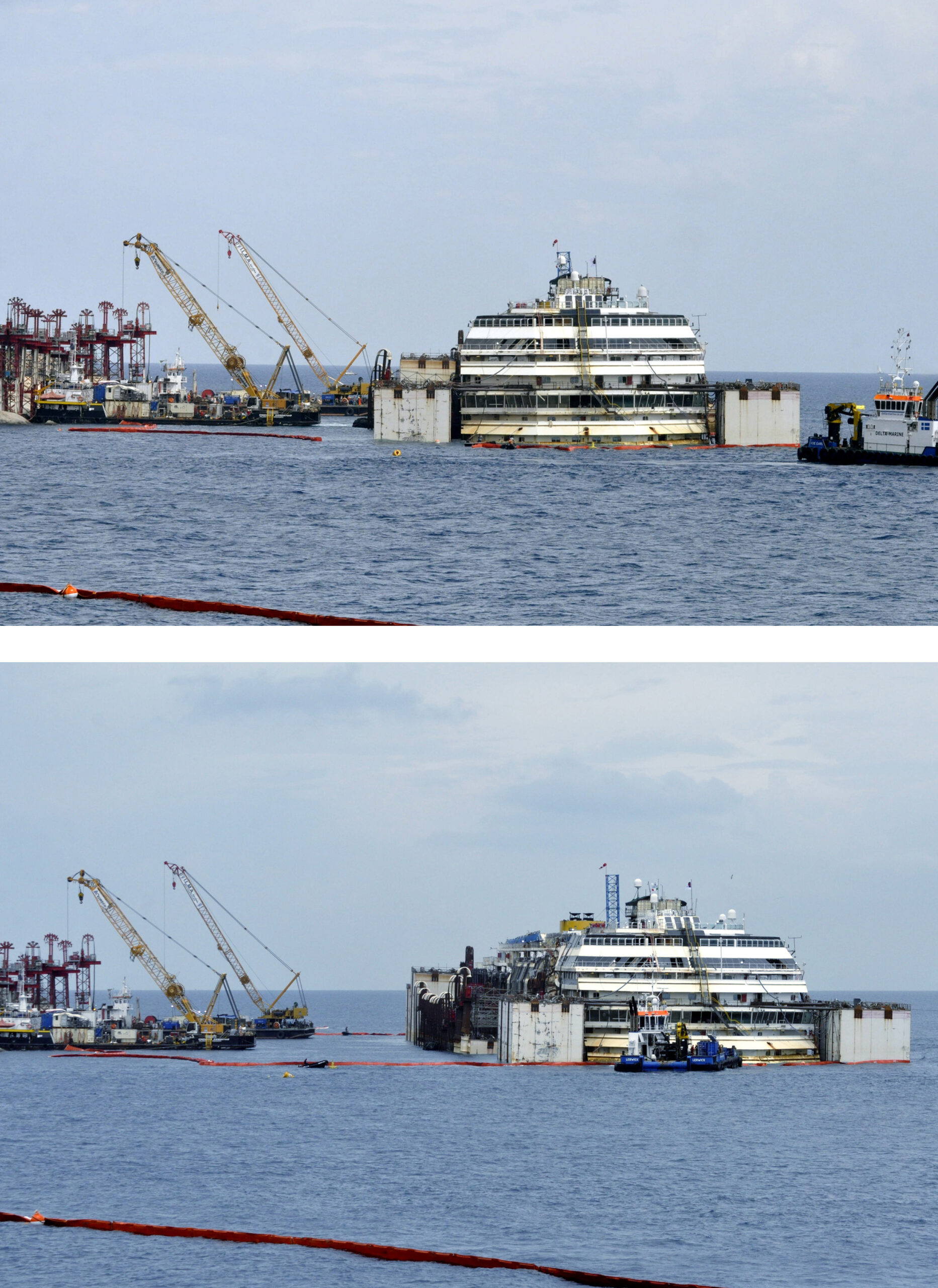 Shipwrecked Concordia floated for tow to Genoa