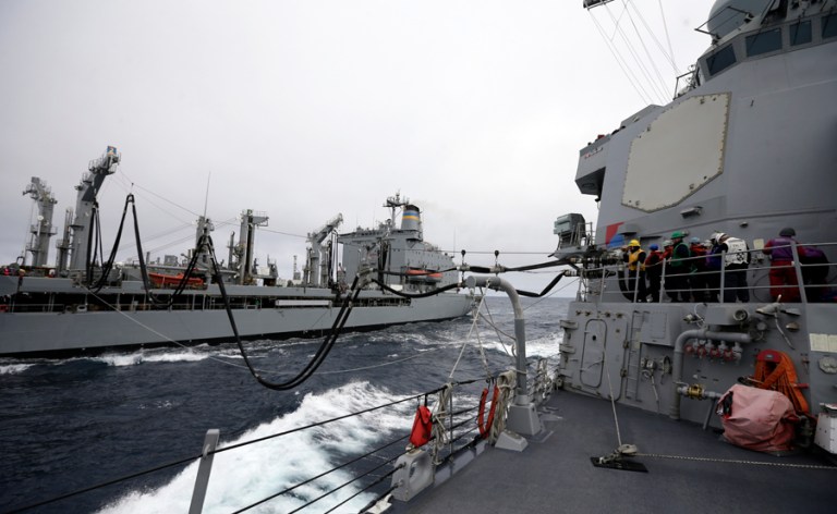 Chief of Naval Operations Adm. John Richardson said that the 308 ships number is from an analysis finished in 2012, before Russia and China had increased their aggression. (AP Photo/Gregory Bull)