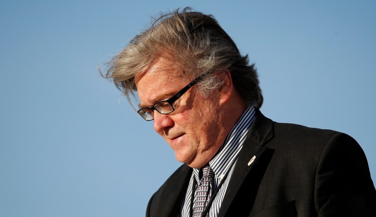 President Trump's chief strategist Steve Bannon is out of the White House. (AP Photo/Alex Brandon, File)