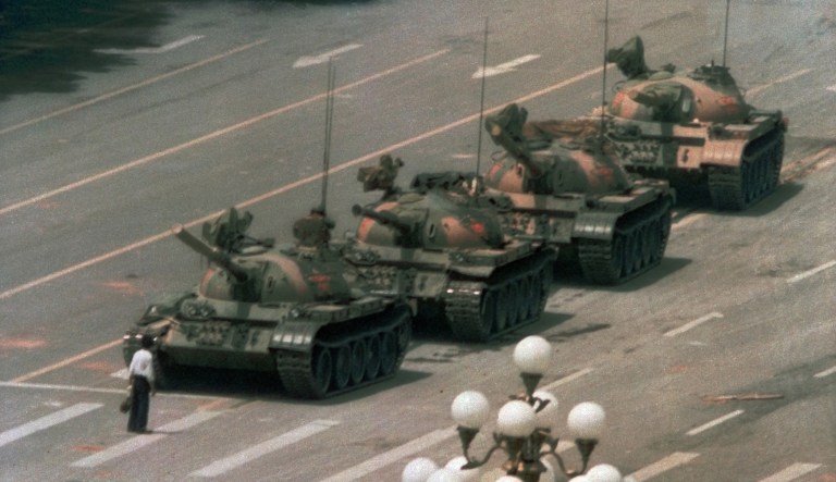 The Tiananmen Square massacre wasn't a military parade. It was the wholesale slaughter of roughly 10,000 Chinese demonstrators after they gathered to protest their Communist government's authoritarian rule. (AP Photo/Jeff Widener)