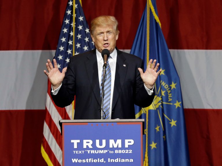 Republican presidential candidate Donald Trump speaks in Westfield, Ind. (AP Photo/Michael Conroy, File)
