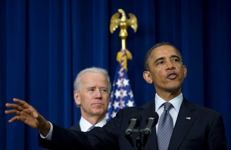 President Obama, accompanied by Vice President Joe Biden, talks about proposals to reduce gun violence in the South Court Auditorium at the White House in Washington on Jan. 16. (AP Photo/Carolyn Kaster, File)