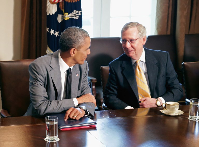 McConnell and other congressional leaders met with President Obama in July to discuss foreign affairs. (Getty images/Chip Somodevilla)