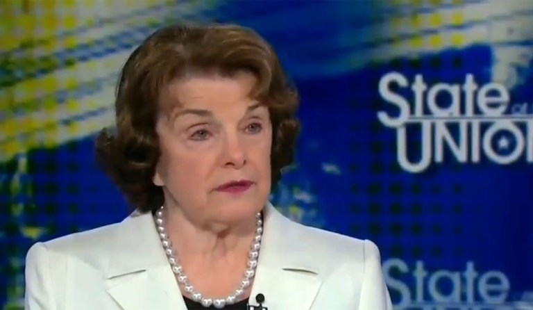 Feinstein came under fire for intense questioning of Joan Larsen about her Catholic faith during a confirmation hearing earlier this month. (Image courtesy screenshot)