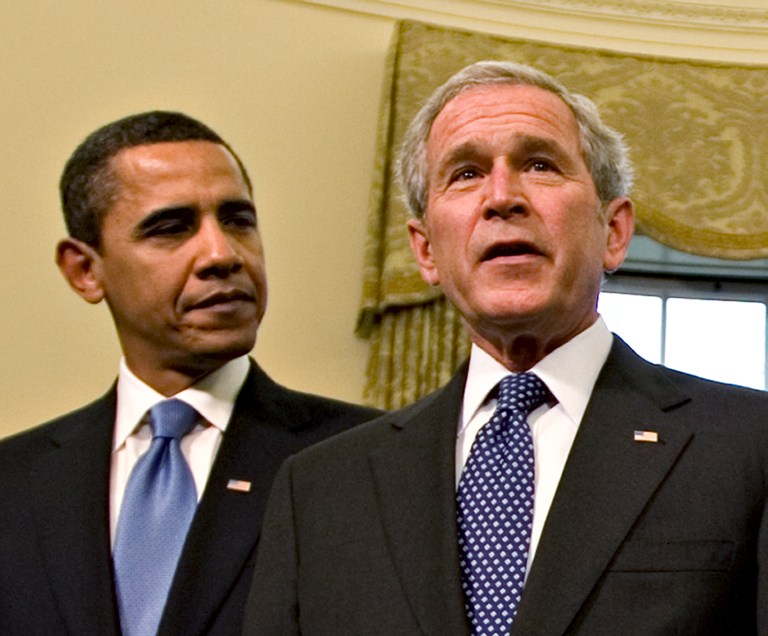 Months into President Obama's second term, some analysts said the distinction between Obama and his former Republican foil is increasingly hazy, particularly on issues of national security.  (AP Photo/J. Scott Applewhite, File)